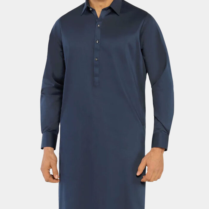Navy Blue Cotton Kameez Shalwar
