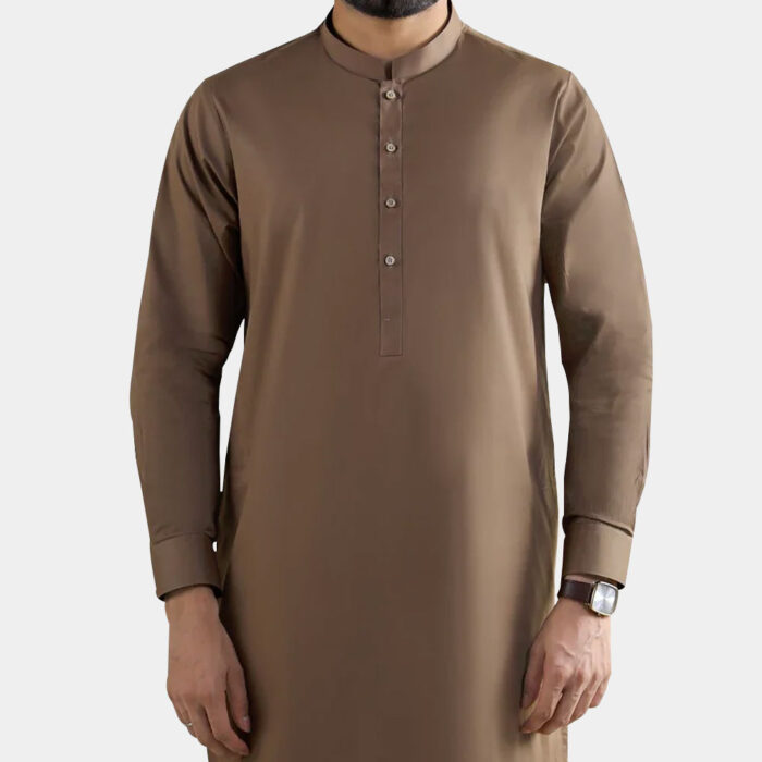 Brown Cotton Kameez Shalwar